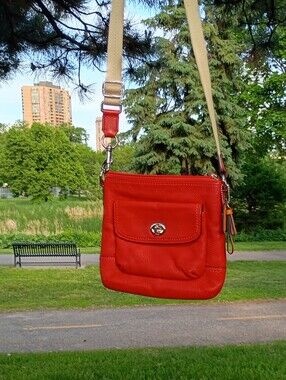Coach Park Pebbled Leather Crossbody Swingpack In Red